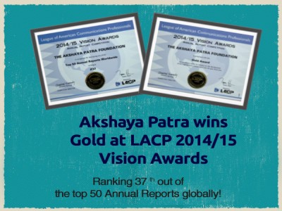 Akshaya Patra wins Gold at LACP 2014/15 Vision Awards
