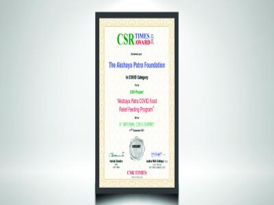 Akshaya Patra receives the CSR Times Award in COVID Category