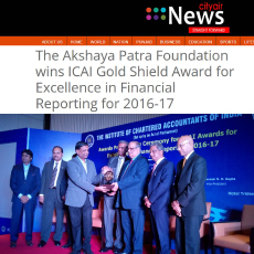 Akshaya Patra wins ICAI Gold Shield Award, 2016-17