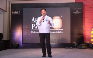 Chef Abhijit Saha, Owner of FAVA and Caperberry addresses the gathering before Cook-a-thon begins