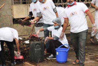 Painstakingly disposing of the garbage