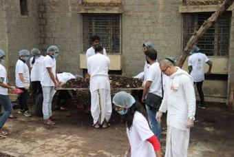 Garbage being carried out of the school