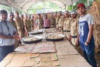 Volunteers from NCC and NSS participate in the flood-relief efforts